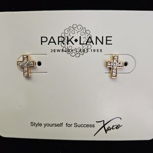 Park Lane Two Toned Pave Crystal Cross Earrings
